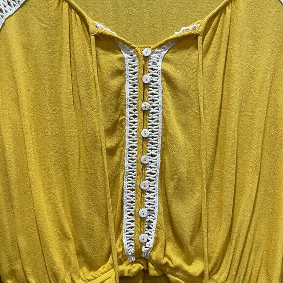 Lulus Embroidered‎ Crop Top Yellow Boho Blouse Size Small - Picture 5 of 9